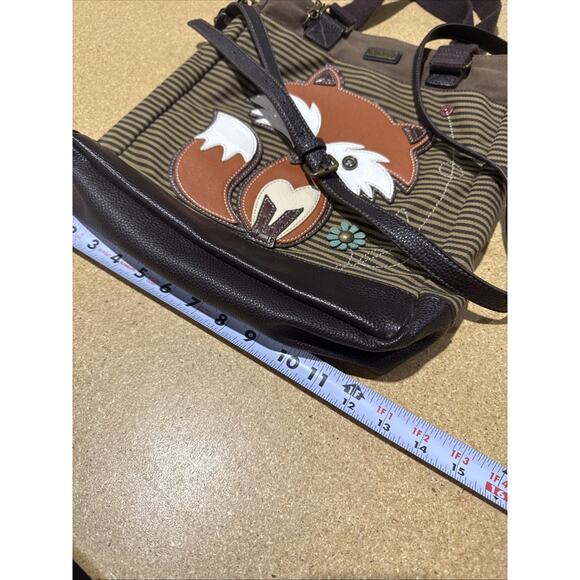 Chala Fox Tote Crossbody Bag – Appliqué Canvas & Faux Leather – Great Shape - Picture 10 of 10